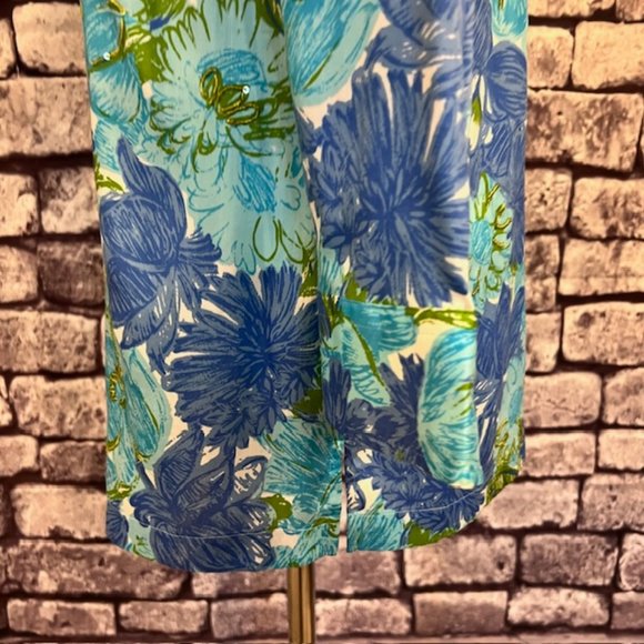 Talbots Blue, White & Green 3/4 Sleeve Blouse Size M - Picture 5 of 9